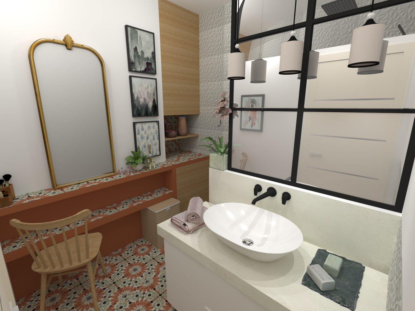 Rendu 3D en réalité virtuelle, salle de bain